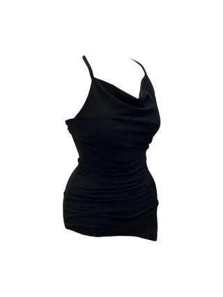 Verdi halterneck drape shirring sleeveless