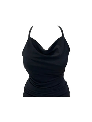 Verdi halterneck drape shirring sleeveless