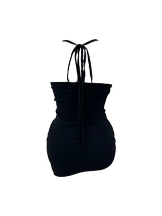 Verdi halterneck drape shirring sleeveless
