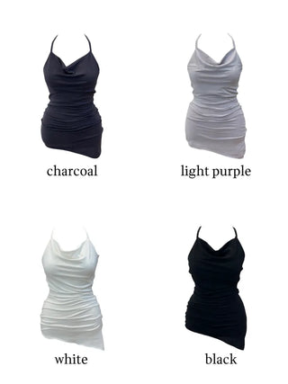 Verdi halterneck drape shirring sleeveless