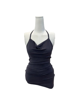 Verdi halterneck drape shirring sleeveless