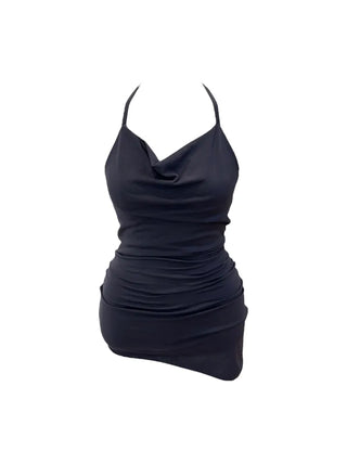 Verdi halterneck drape shirring sleeveless