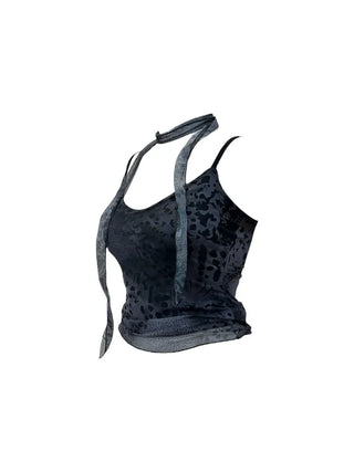 Kuro leopard print mash muffler sleeveless Kuro leopard mesh muffler nasi set
