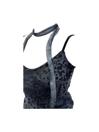 Kuro leopard print mash muffler sleeveless Kuro leopard mesh muffler nasi set