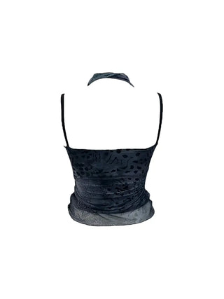 Kuro leopard print mash muffler sleeveless Kuro leopard mesh muffler nasi set