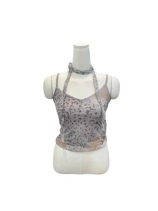 Kuro leopard print mash muffler sleeveless Kuro leopard mesh muffler nasi set