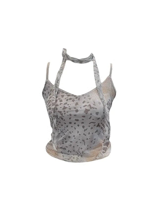 Kuro leopard print mash muffler sleeveless Kuro leopard mesh muffler nasi set