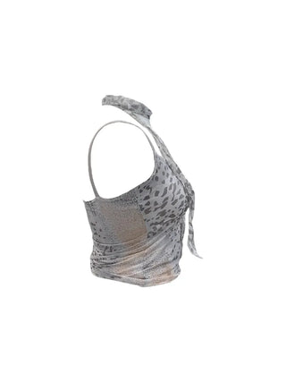 Kuro leopard print mash muffler sleeveless Kuro leopard mesh muffler nasi set