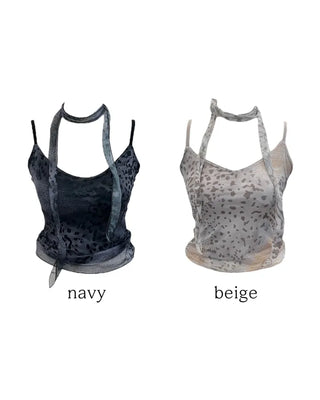 Kuro leopard print mash muffler sleeveless Kuro leopard mesh muffler nasi set