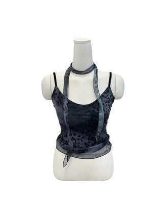 Kuro leopard print mash muffler sleeveless Kuro leopard mesh muffler nasi set