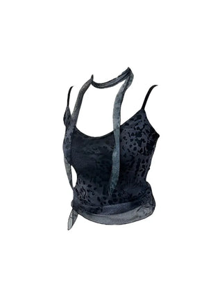 Kuro leopard print mash muffler sleeveless Kuro leopard mesh muffler nasi set