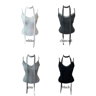 Vivian lace sleeveless muffler set