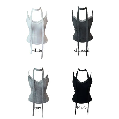 Vivian lace sleeveless muffler set