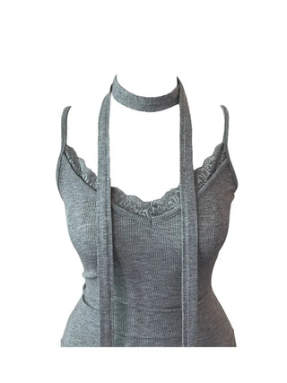Vivian lace sleeveless muffler set