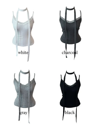 Vivian lace sleeveless muffler set