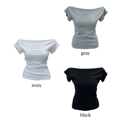 Connie labeled boat neck short sleeve T
