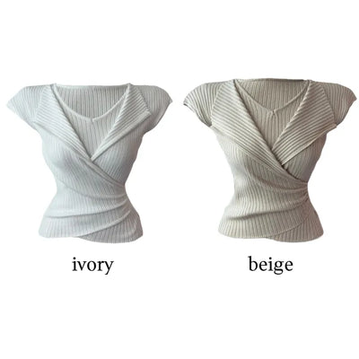 Evy wrapped shirring half-cap knit
