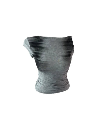 Faded twisted printed sleeveless short-sleeved T