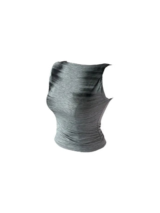 Faded twisted printed sleeveless short-sleeved T