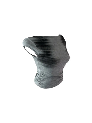 Faded twisted printed sleeveless short-sleeved T