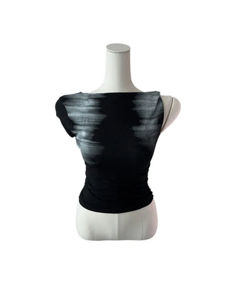 Faded twisted printed sleeveless short-sleeved T