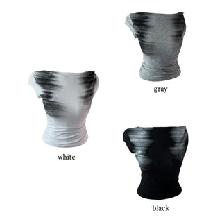 Faded twisted printed sleeveless short-sleeved T