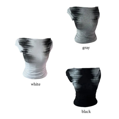 Faded twisted printed sleeveless short-sleeved T