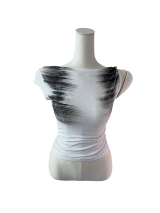Faded twisted printed sleeveless short-sleeved T