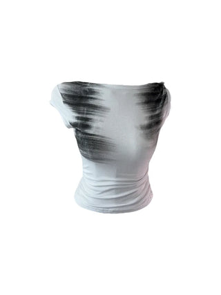 Faded twisted printed sleeveless short-sleeved T
