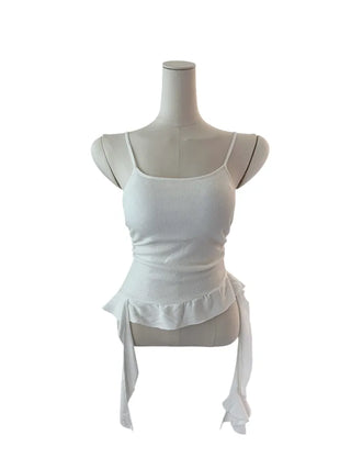 Peaky y2k frill top shirring sleeveless