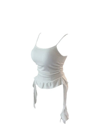 Peaky y2k frill top shirring sleeveless