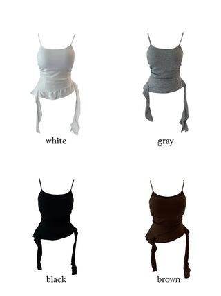 Peaky y2k frill top shirring sleeveless