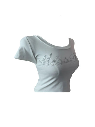 Miss cubic u-neck cropped T