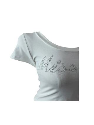Miss cubic u-neck cropped T