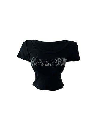 Miss cubic u-neck cropped T