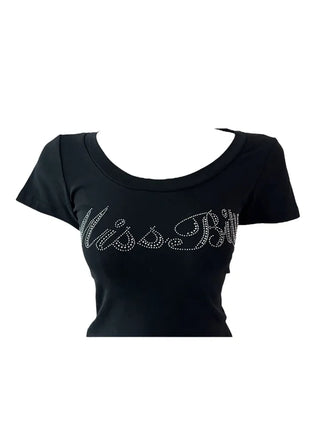 Miss cubic u-neck cropped T