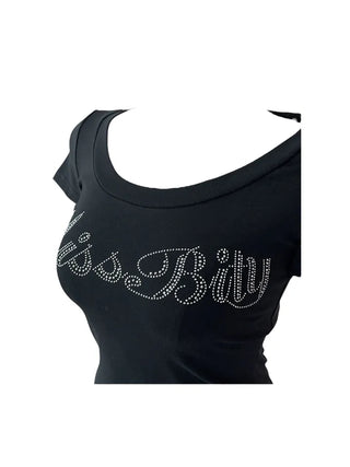 Miss cubic u-neck cropped T