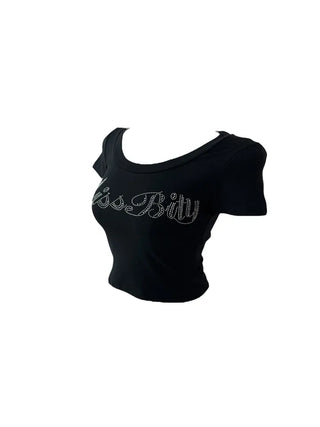 Miss cubic u-neck cropped T