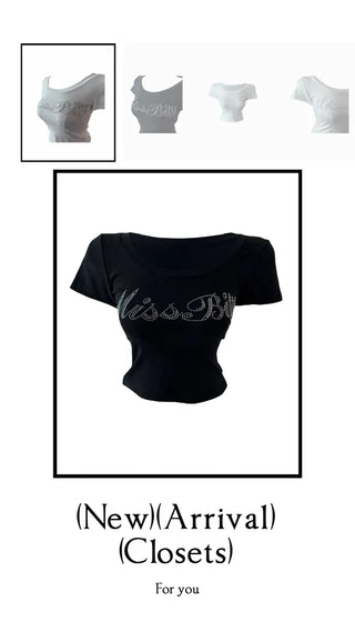 Miss cubic u-neck cropped T