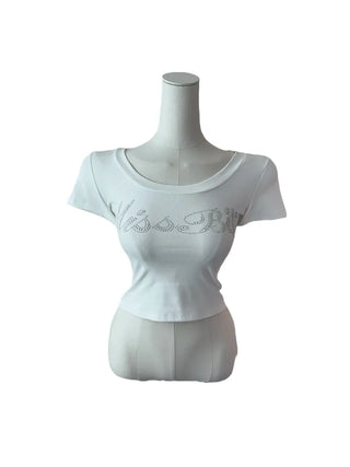 Miss cubic u-neck cropped T
