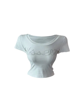 Miss cubic u-neck cropped T