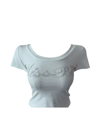 Miss cubic u-neck cropped T