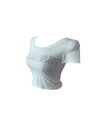 Miss cubic u-neck cropped T