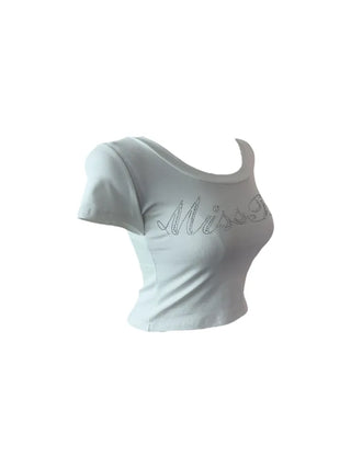Miss cubic u-neck cropped T