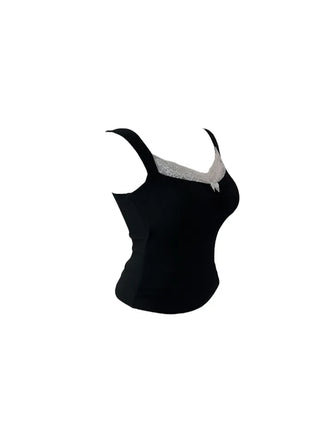 Uon Black Lace Slim Sleeveless Top