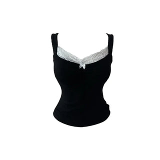 Uon Black Lace Slim Sleeveless Top