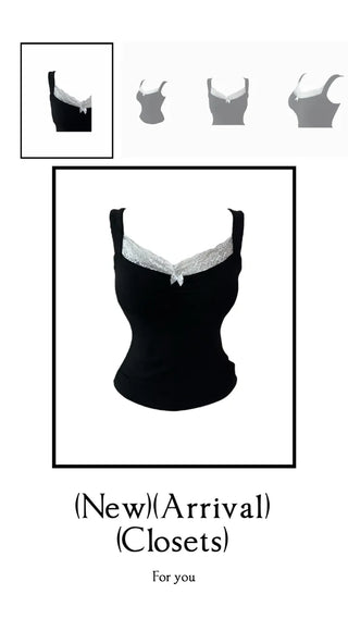 Uon Black Lace Slim Sleeveless Top
