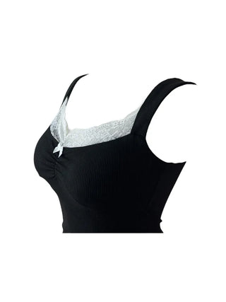 Uon Black Lace Slim Sleeveless Top