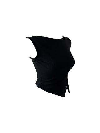 Wiggle unbalanced off-shoulder sleeveless T