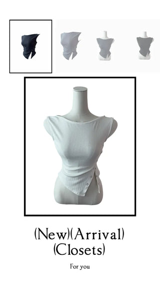 Wiggle unbalanced off-shoulder sleeveless T